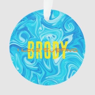 Eau Bleue J'AIME SURF NOM Ocean Beach Fun Orn