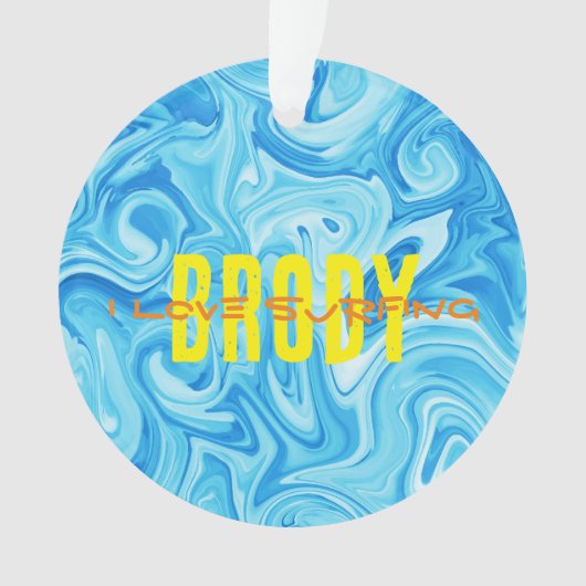 Eau Bleue J'AIME SURF NOM Ocean Beach Fun Orn (devant)