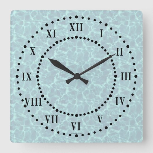 Eau Bleue Look Numéros romains Horloge murale (Recto)