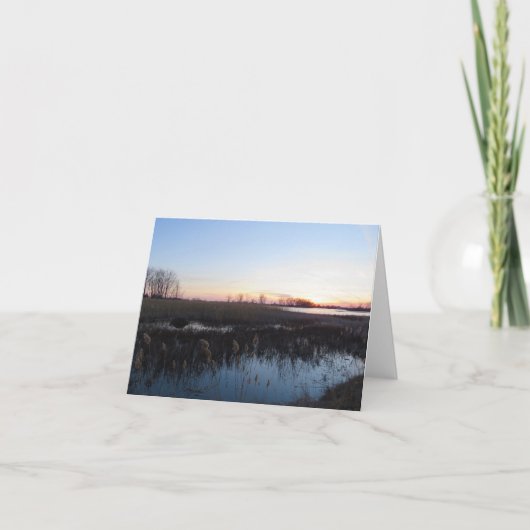 Eau calme et soleil couchant - Carte de vœux vierg (Devant)