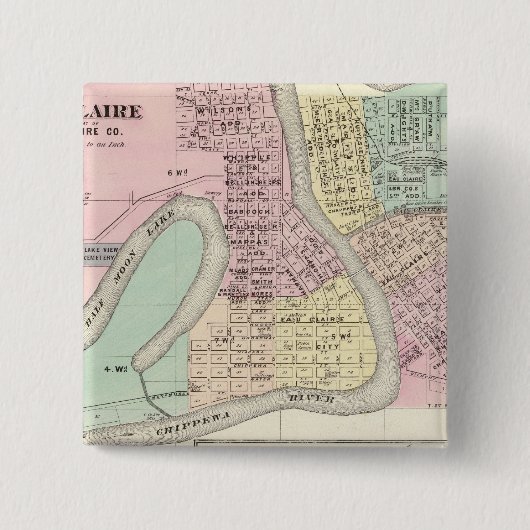 Eau Claire en Medford Vierkante Button 5,1 Cm (Voorkant)