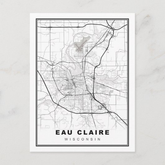 Eau Claire Map Briefkaart (Voorkant)