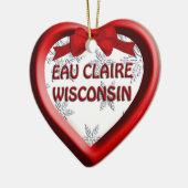 Eau Claire Wisconsin Coeur ornement de Noël (Gauche)