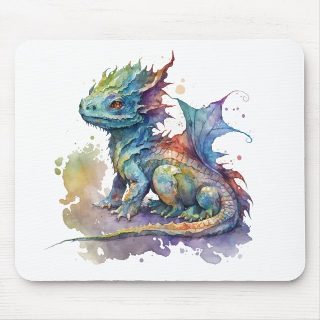 Eau couleur bébé dragon imaginaire tapis de souris (Devant)