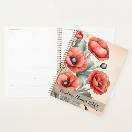 Eau-couleur Fleur sauvage Rouge Poppies été (Devant avec enveloppe)