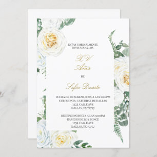 Eau couleur Quinceanera invitation en espagnol