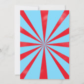 Eau Couleur Rouge et bleu Cirque Invitation Annive (Dos)