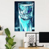 Eau dans un verre cassé | AI Art Poster (Bureau à domicile)