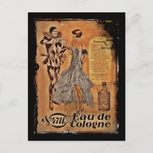Eau de Cologne Harlequin en Flapper Briefkaart (Voorkant)