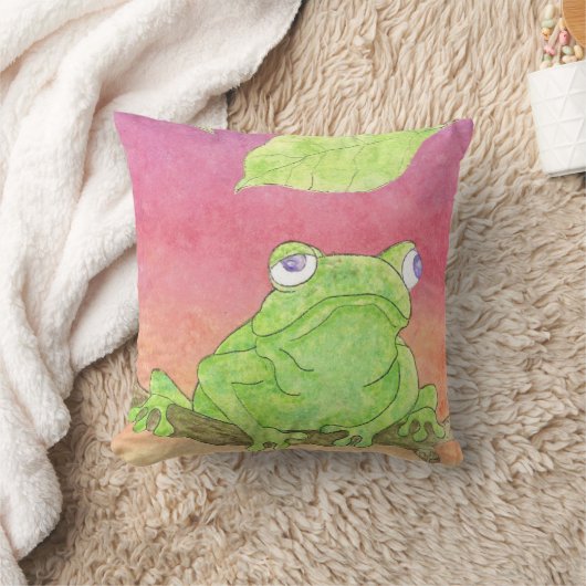 eau de grenouille verte couleur pourpre coussin (Couverture)
