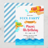 Eau de la piscine de toboggan aquatique invitation (Devant / Derrière)