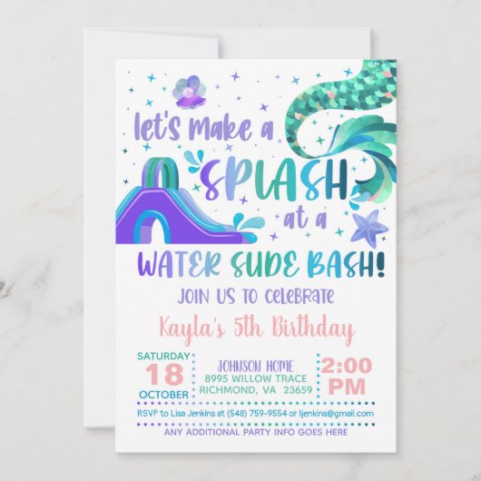 Eau de Sirène Diapositive Anniversaire Invitation (Devant)