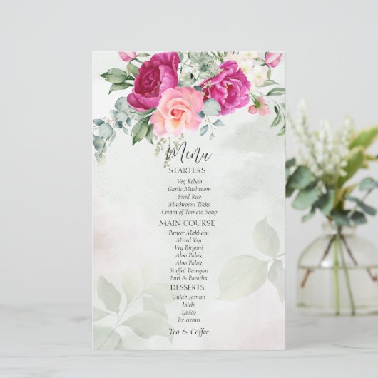 Eau de verdure eucalyptus magenta peonies menu ros (Debout devant)