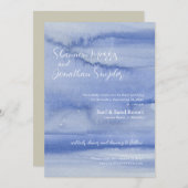 Eau et ondulation Faire-part de mariage bleu (Devant / Derrière)