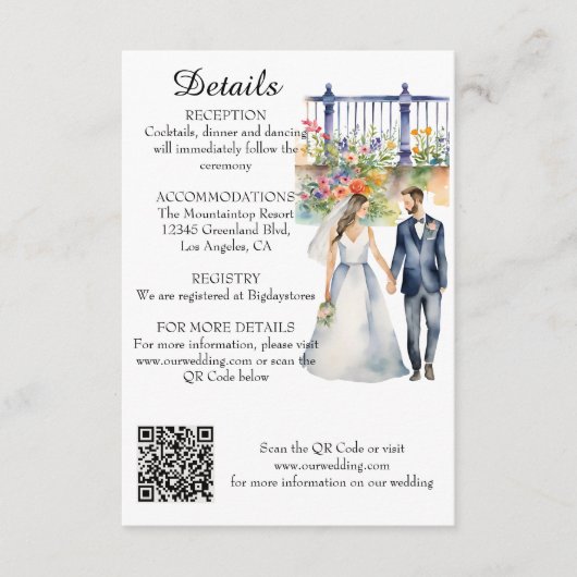 Eau Jardin Mariage avec programme et code QR (Devant)