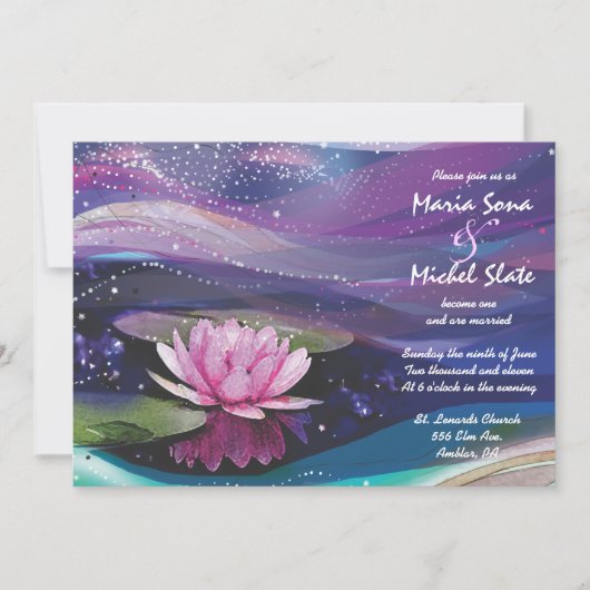 Eau Lily Faire-part de mariage rose Invitation (Devant)