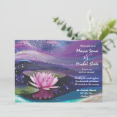 Eau Lily Faire-part de mariage rose Invitation (Debout devant)