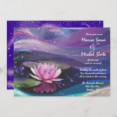 Eau Lily Faire-part de mariage rose Invitation (Devant / Derrière)