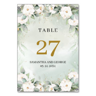 Eau luxuriante verdure et numéro de table blanc