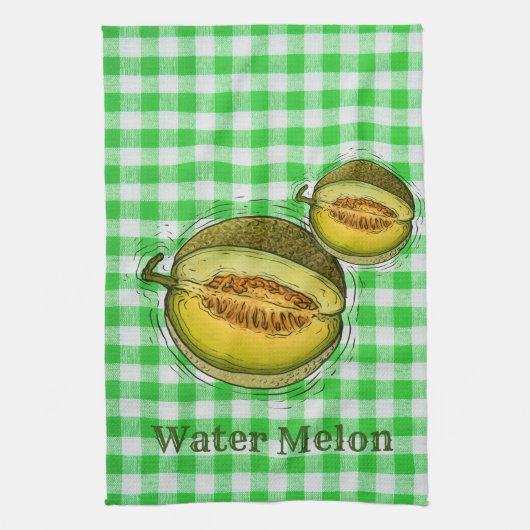 Eau melon plaid Cuisine serviette (Vertical)