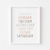 Eau neutre jours de la semaine affiche éducative