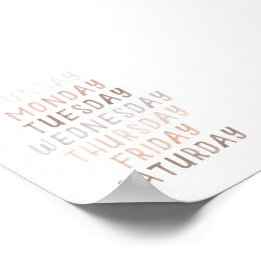 Eau neutre jours de la semaine affiche éducative (Coin)