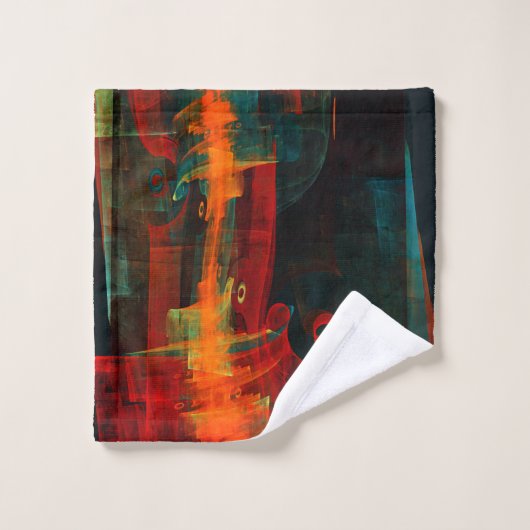 Eau Orange Rouge Bleu moderne Art Abstrait Motif (Gant de toilette)