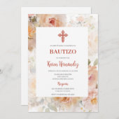 Eau rose coloré Baptême espagnol Invitation (Devant / Derrière)