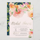 EAU ROSE COULEUR FLORALE invitation à la douche nu (Devant / Derrière)