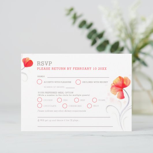 Eau tourbillon gris de fleurs orange RSVP (Debout devant)