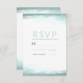 Eau vert mousse de mer Mariage moderne RSVP (Devant / Derrière)