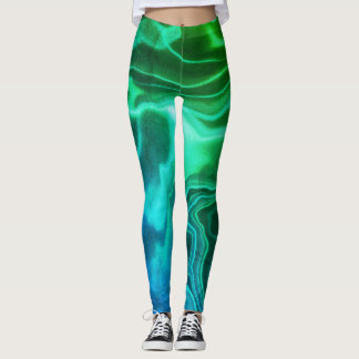 Eau verte et bleue Marbrée Leggings Spandex