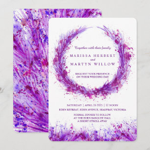 Eau violette art éclabousser invitations de mariag