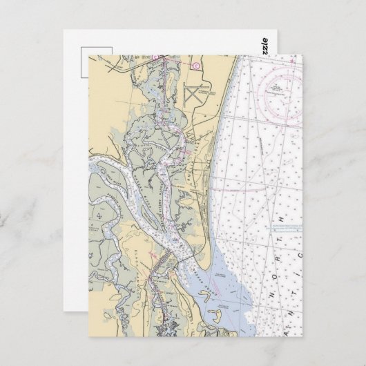 Eaux de navigation de Amelia Island Florida Carte  (Devant / Derrière)
