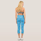 Eaux infestées de requin Léger Bleu Capri Leggings (Verso)