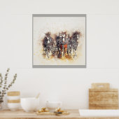 Ébauche de chevaux, Clydesdales Poster photo (Cuisine)