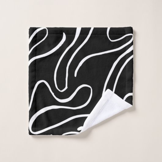 Ebb and Flow 2 - Zwart op witte badhanddoekset Bad Handdoek (Wasdoekje)