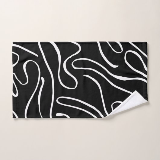 Ebb and Flow 2 - Zwart op witte badhanddoekset Bad Handdoek (Handdoek)