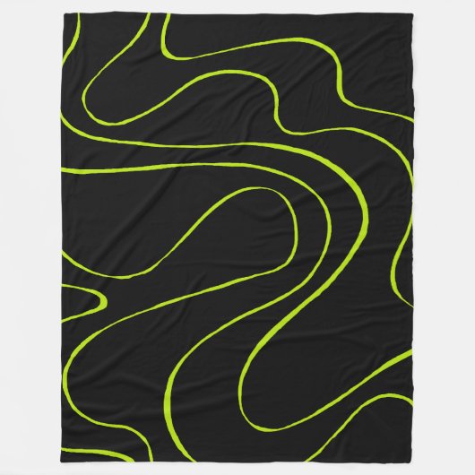 Ebb en Flow 2 in Lime Green en Black Fleece Deken (Voorkant)
