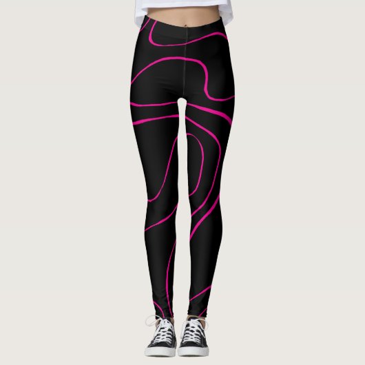 Ebb en Flow 2 - Magenta en Zwart Leggings (Voorkant)