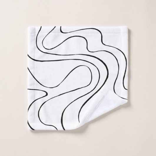 Ebb en Flow 2 - zwart en wit Bad Handdoek (Wasdoekje)