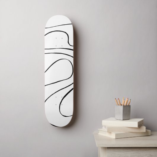 Ebb en Flow 2 - zwart en wit Skateboard (Muurkunst)