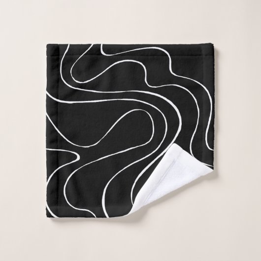 Ebb en Flow 2 - zwart op wit Bad Handdoek (Wasdoekje)