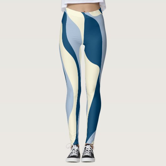 Ebb en Flow 4 - Donkerblauw, Lichtblauw en Crème Leggings (Voorkant)