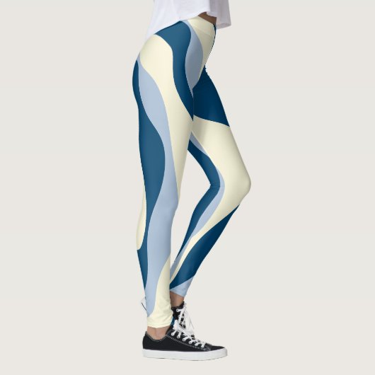 Ebb en Flow 4 - Donkerblauw, Lichtblauw en Crème Leggings (Rechts)
