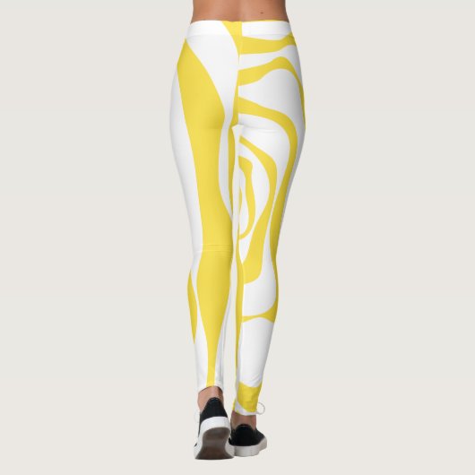 Ebb en Flow 4 in citroengeel en wit Leggings (Achterkant)