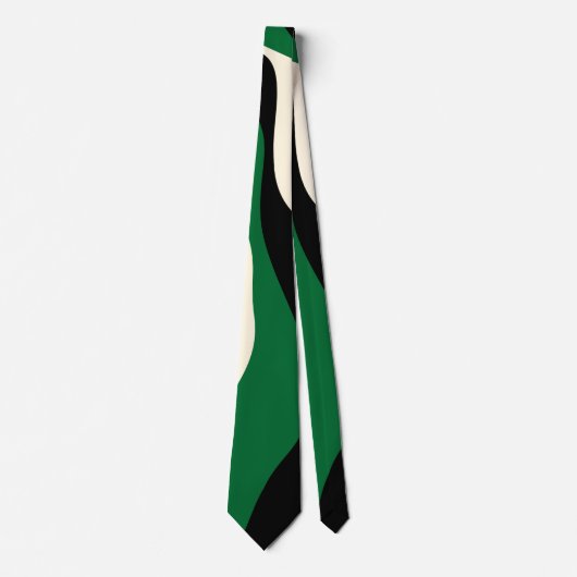 Ebb en Flow 4 in groen, crème en zwart Stropdas (Voorkant)