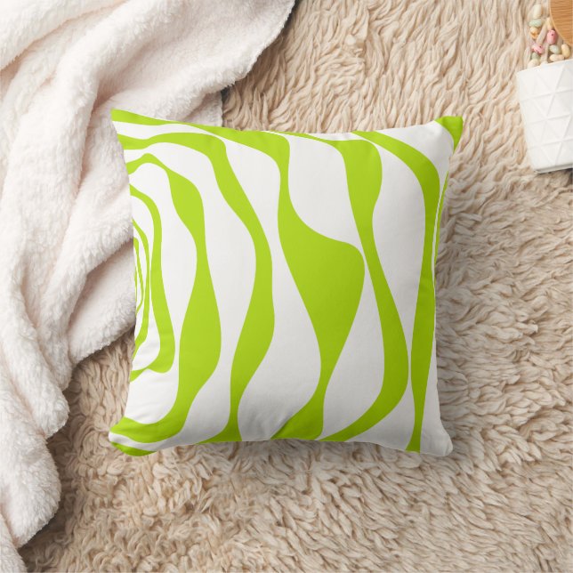 Ebb en Flow 4 in Lime Groen en Wit Kussen (Deken)