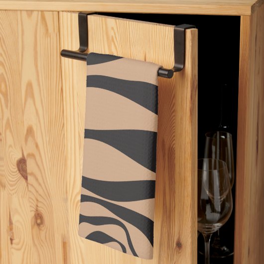 Ebb en Flow 4 in Tan en Zwart Theedoek (Derde Gevouwen)