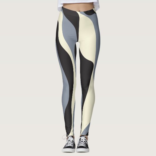 Ebb en Flow 4 in Zwart, Grijs, en Cream Leggings (Voorkant)